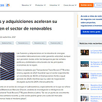 Fusiones y adquisiciones aceleran su marcha en el sector de renovables